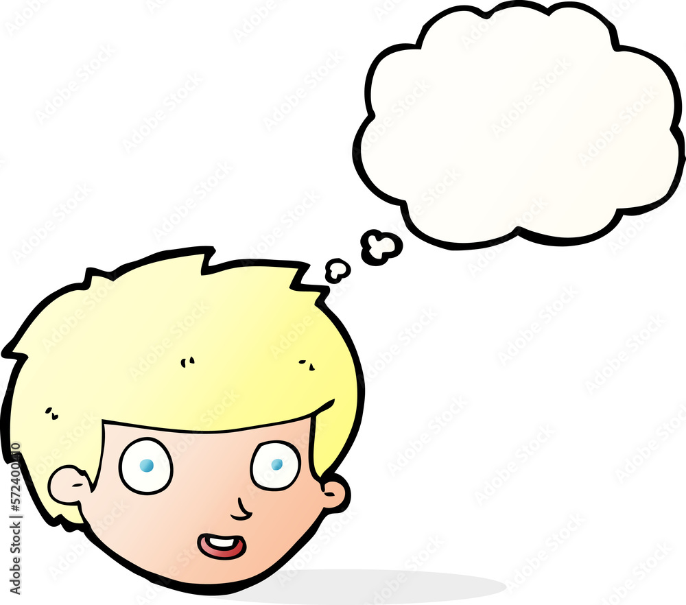 cartoon happy boy's face with thought bubble cartoon happy boy's face with thought bubble