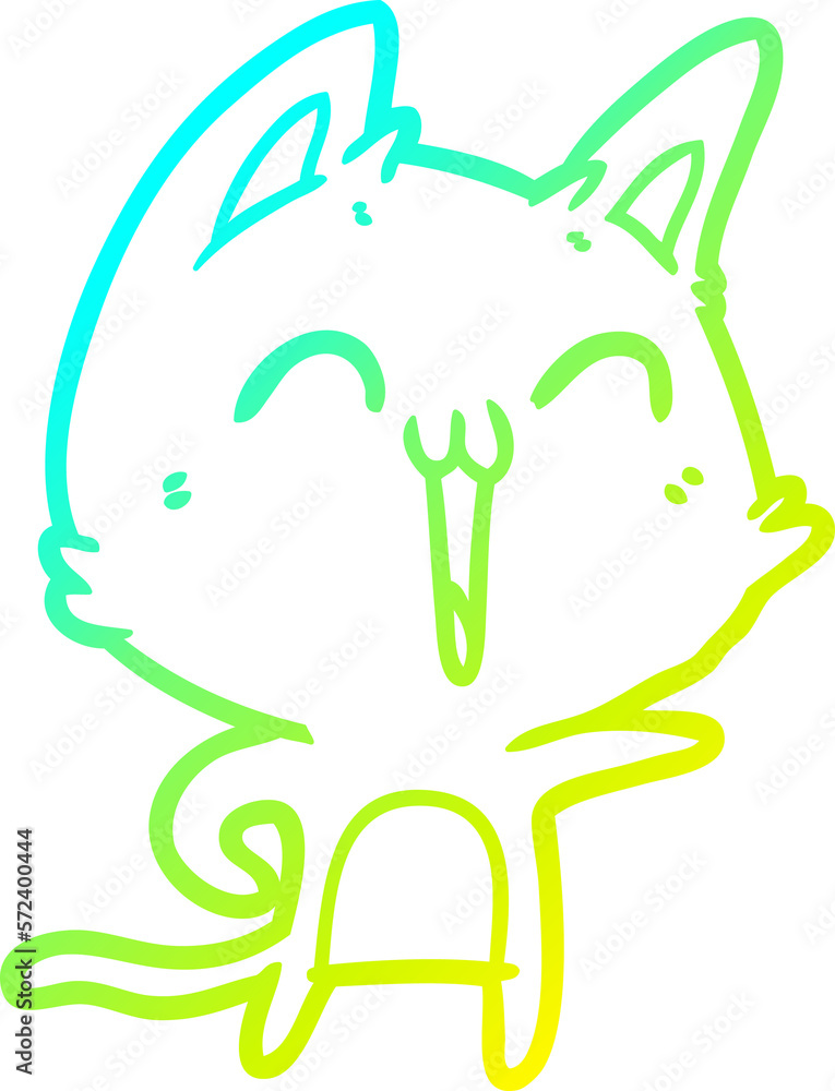 cold gradient line drawing happy cartoon cat cold gradient line drawing happy cartoon cat