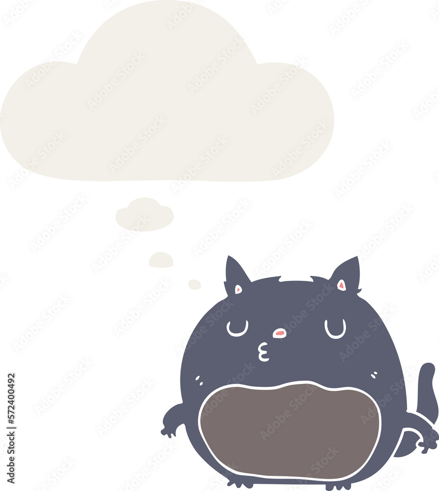 cartoon cat and thought bubble in retro style cartoon cat and thought bubble in retro style