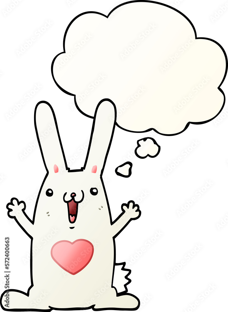 cartoon rabbit in love and thought bubble in smooth gradient style cartoon rabbit in love and thought bubble in smooth gradient style