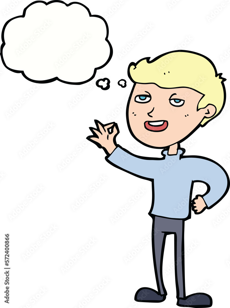 cartoon man making excellent gesture with thought bubble cartoon man making excellent gesture with thought bubble