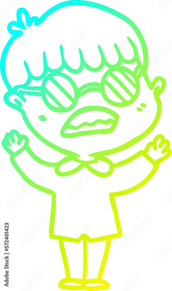cold gradient line drawing cartoon boy wearing spectacles cold gradient line drawing cartoon boy wearing spectacles