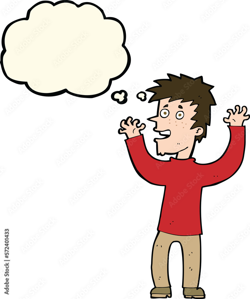 cartoon excited man with thought bubble cartoon excited man with thought bubble