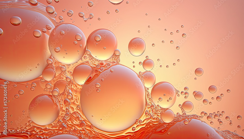 orange and red bubbles, generative ai illustration with copy space