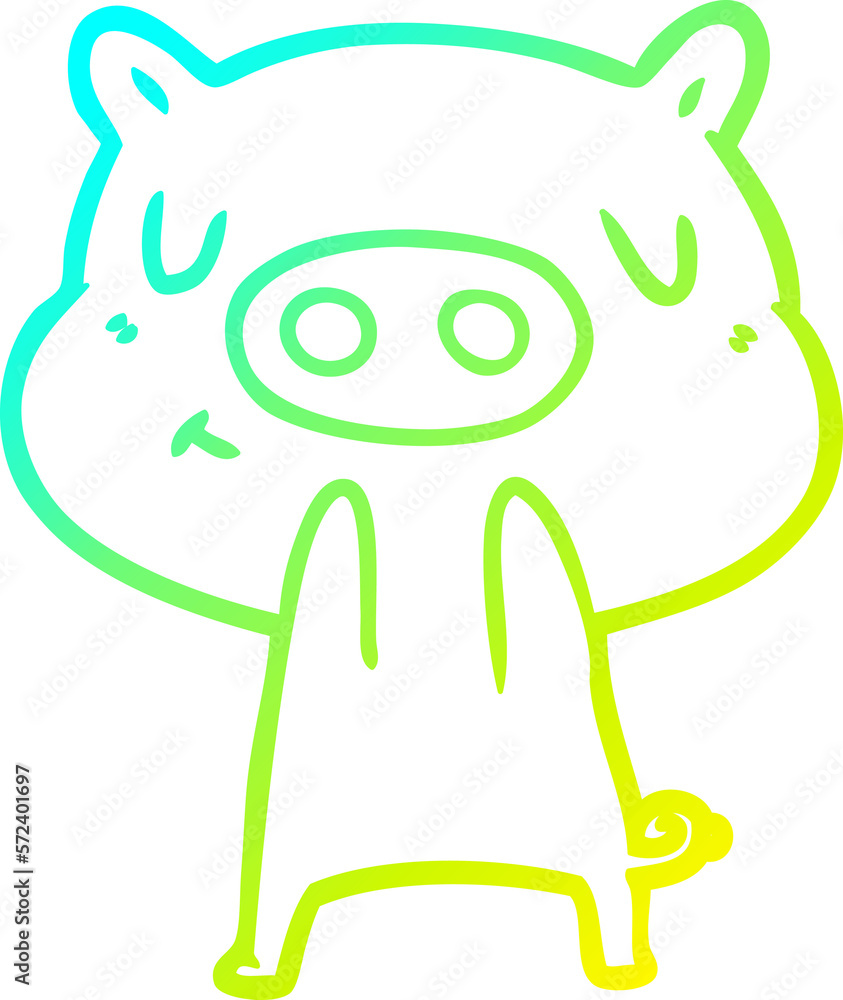 cold gradient line drawing cartoon content pig cold gradient line drawing cartoon content pig