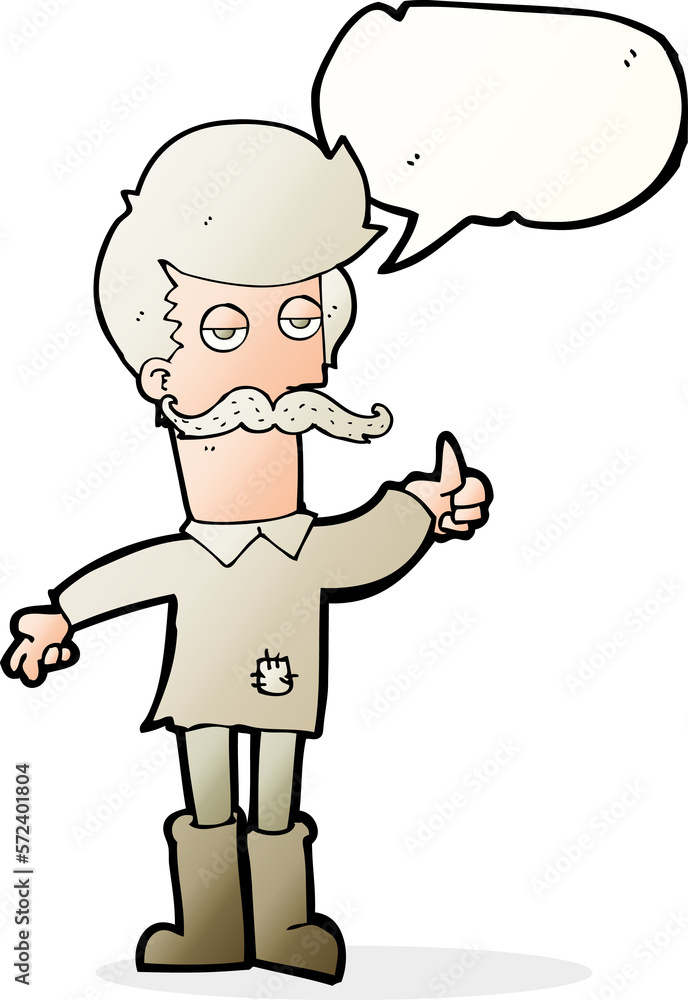 cartoon old man in poor clothes with speech bubble cartoon old man in poor clothes with speech bubble