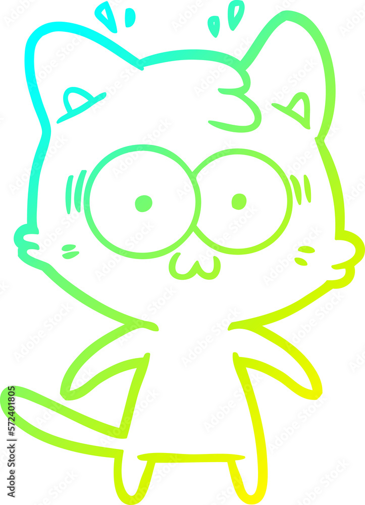 cold gradient line drawing cartoon surprised cat cold gradient line drawing cartoon surprised cat