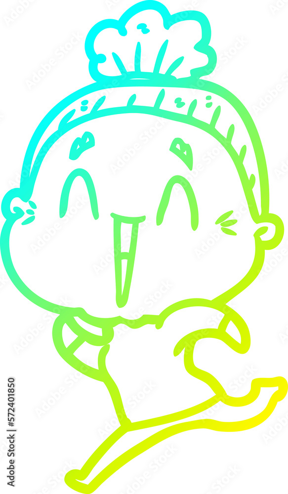 cold gradient line drawing cartoon happy old lady cold gradient line drawing cartoon happy old lady
