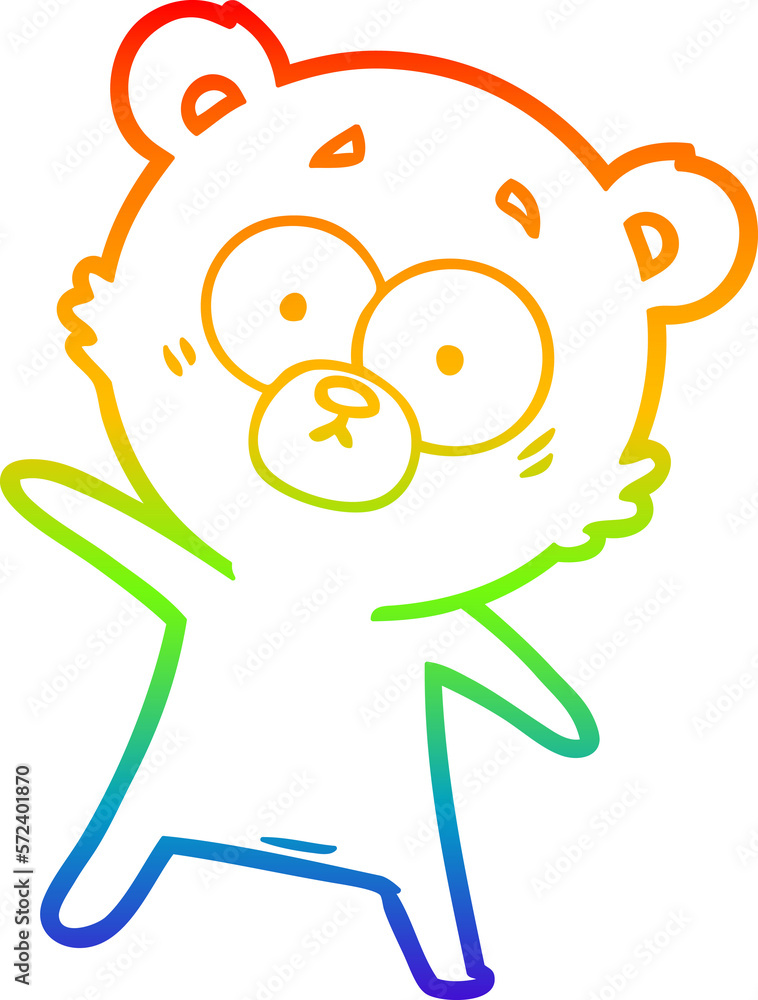 Obraz premium rainbow gradient line drawing surprised bear cartoon