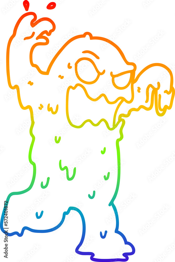 Obraz premium rainbow gradient line drawing cartoon slime monster