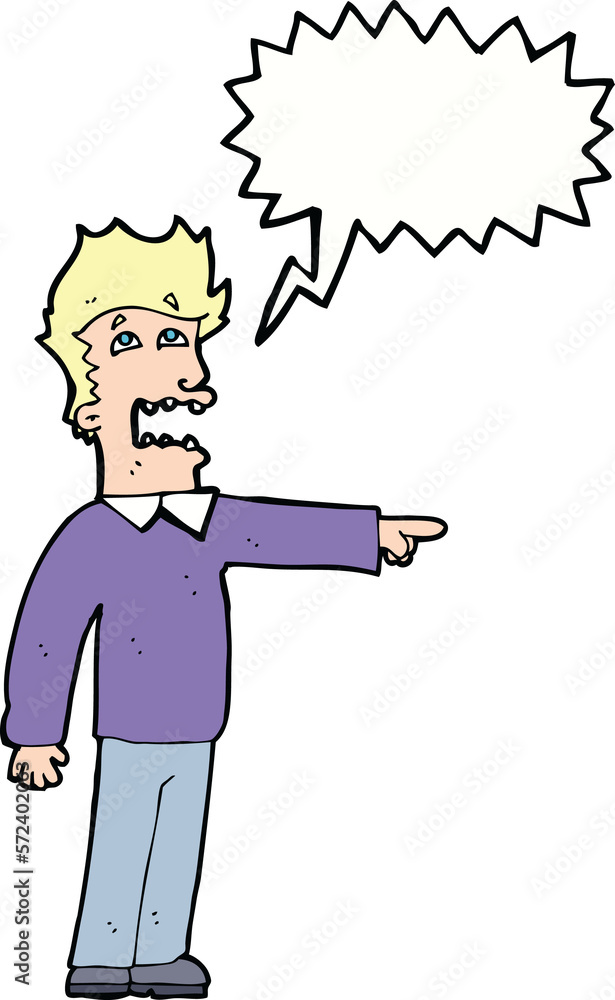 cartoon man accusing with speech bubble cartoon man accusing with speech bubble