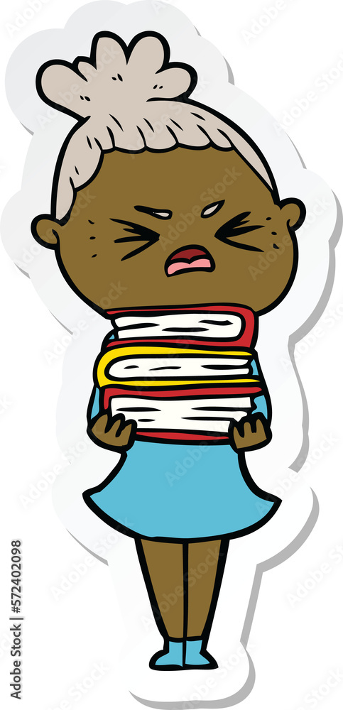sticker of a cartoon angry woman sticker of a cartoon angry woman