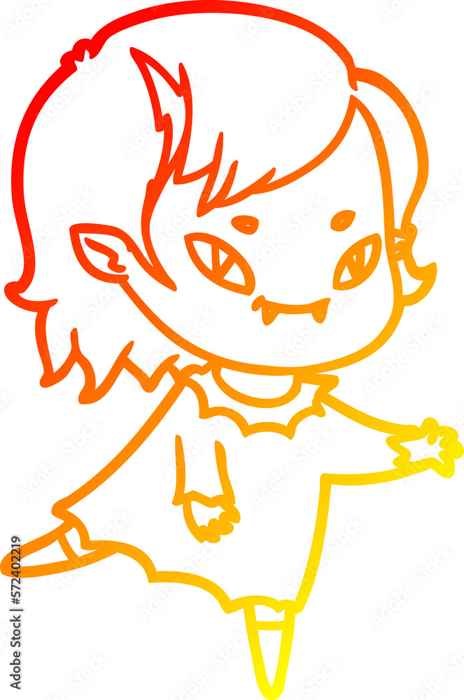 warm gradient line drawing cartoon friendly vampire girl warm gradient line drawing cartoon friendly vampire girl