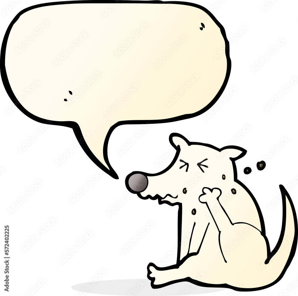 cartoon dog scratching with speech bubble cartoon dog scratching with speech bubble