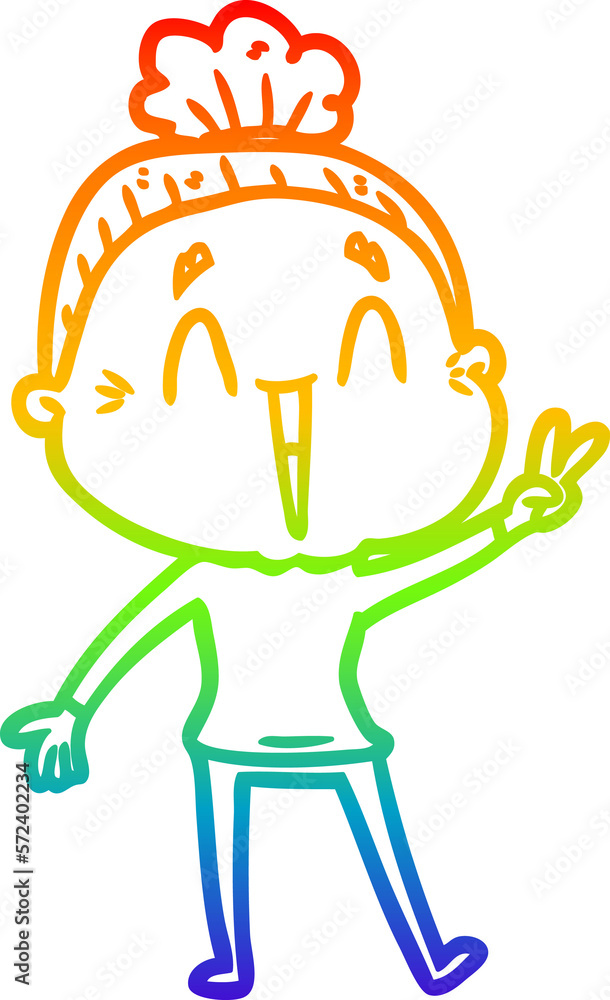 rainbow gradient line drawing cartoon happy old lady rainbow gradient line drawing cartoon happy old lady