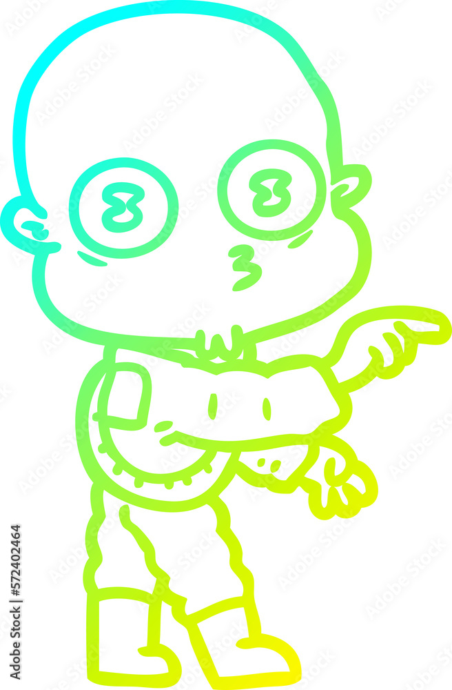 cold gradient line drawing cartoon weird bald spaceman pointing cold gradient line drawing cartoon weird bald spaceman pointing