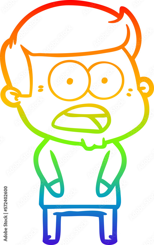 rainbow gradient line drawing cartoon shocked man rainbow gradient line drawing cartoon shocked man