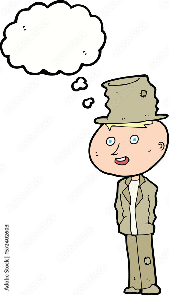 cartoon funny hobo man with thought bubble cartoon funny hobo man with thought bubble