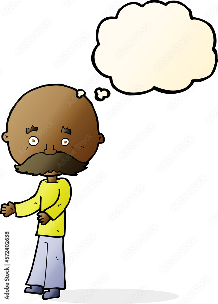 cartoon man with mustache with thought bubble cartoon man with mustache with thought bubble
