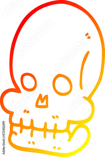 warm gradient line drawing cartoon spooky skull