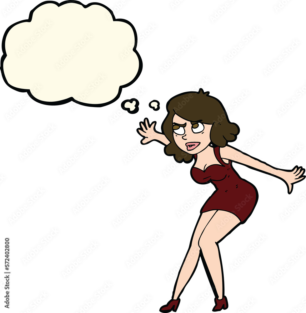 cartoon female spy with thought bubble cartoon female spy with thought bubble