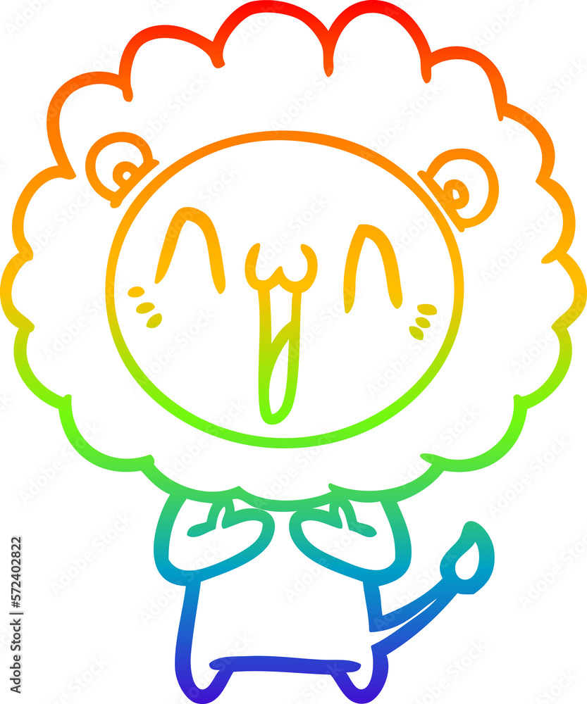 rainbow gradient line drawing happy cartoon lion rainbow gradient line drawing happy cartoon lion
