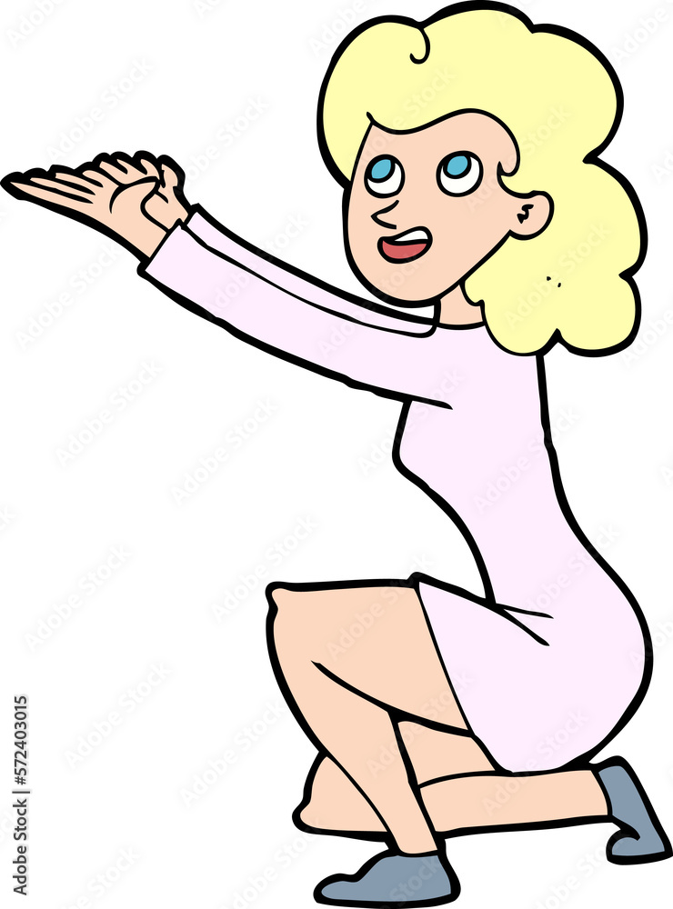 cartoon woman presentation gesture