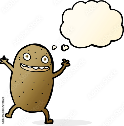 cartoon happy potato with thought bubble