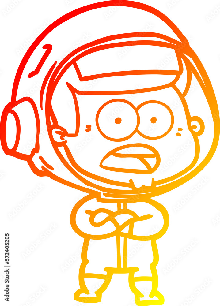 warm gradient line drawing cartoon surprised astronaut warm gradient line drawing cartoon surprised astronaut
