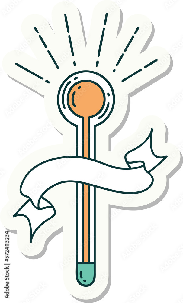 sticker of tattoo style glass thermometer