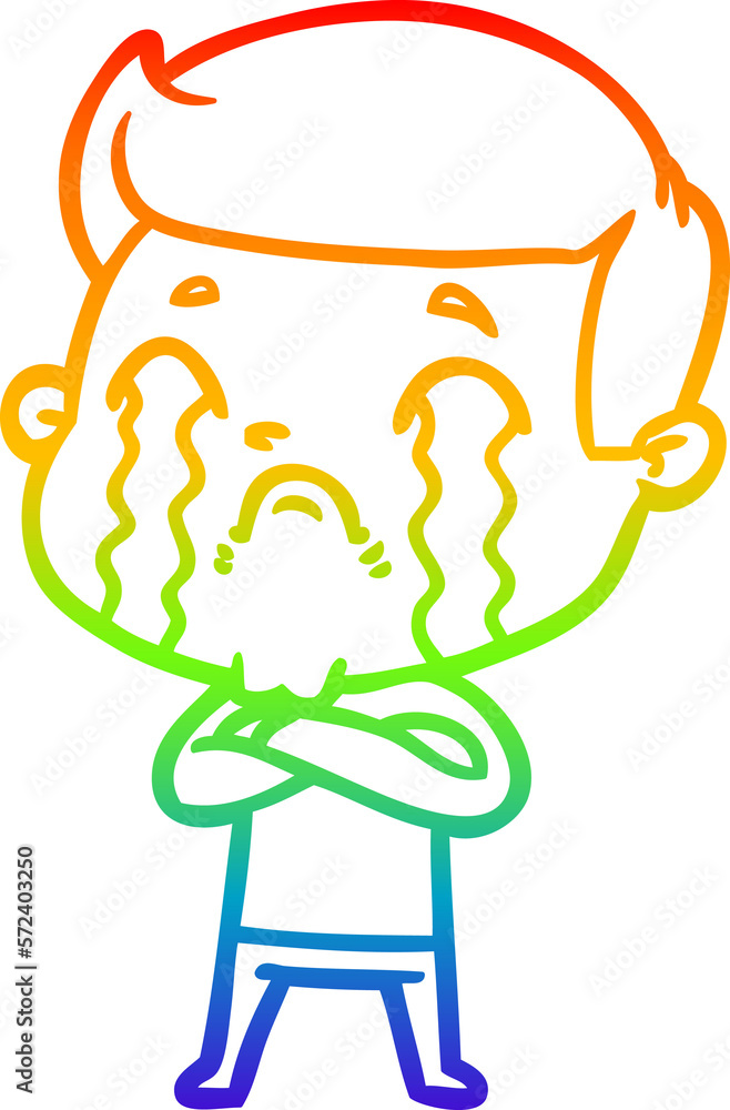 rainbow gradient line drawing cartoon man crying rainbow gradient line drawing cartoon man crying