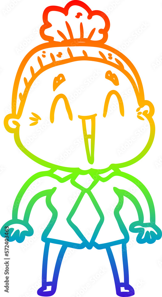 rainbow gradient line drawing cartoon happy old lady rainbow gradient line drawing cartoon happy old lady