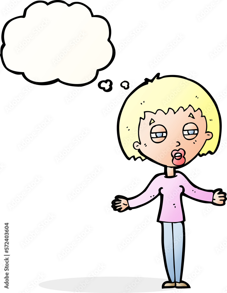 cartoon suspicious woman with thought bubble cartoon suspicious woman with thought bubble