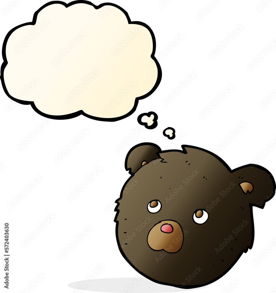 cartoon black bear face with thought bubble cartoon black bear face with thought bubble