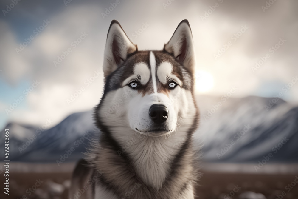 Portrait photo of an adorable Siberian Husky dog. Siberian Husky closeup view. A beautiful Siberian Husky photo for advertises. generative AI
Portrait photo of an adorable Siberian Husky dog. Siberian Husky closeup view. A beautiful Siberian Husky photo for advertises. generative AI