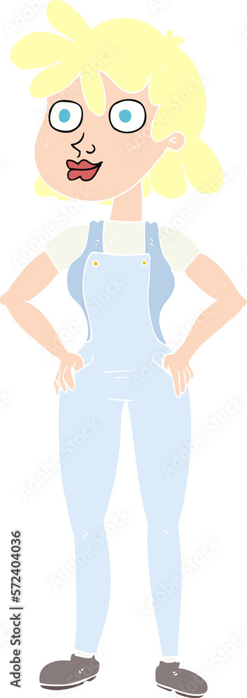 flat color illustration of a cartoon farmer girl flat color illustration of a cartoon farmer girl