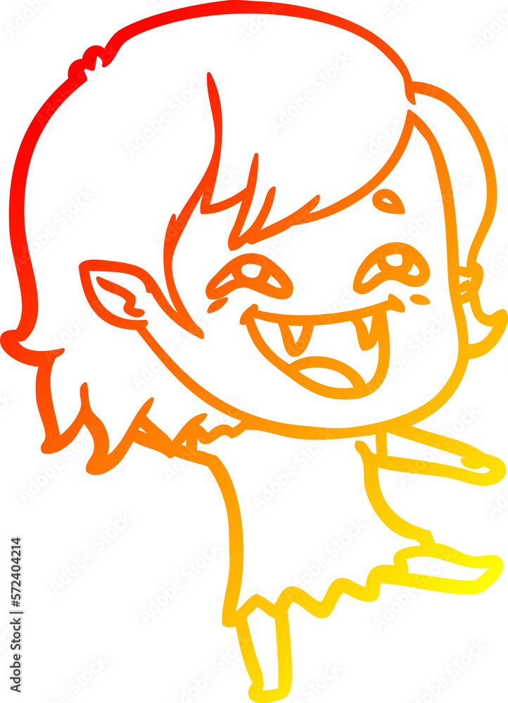 warm gradient line drawing cartoon laughing vampire girl warm gradient line drawing cartoon laughing vampire girl