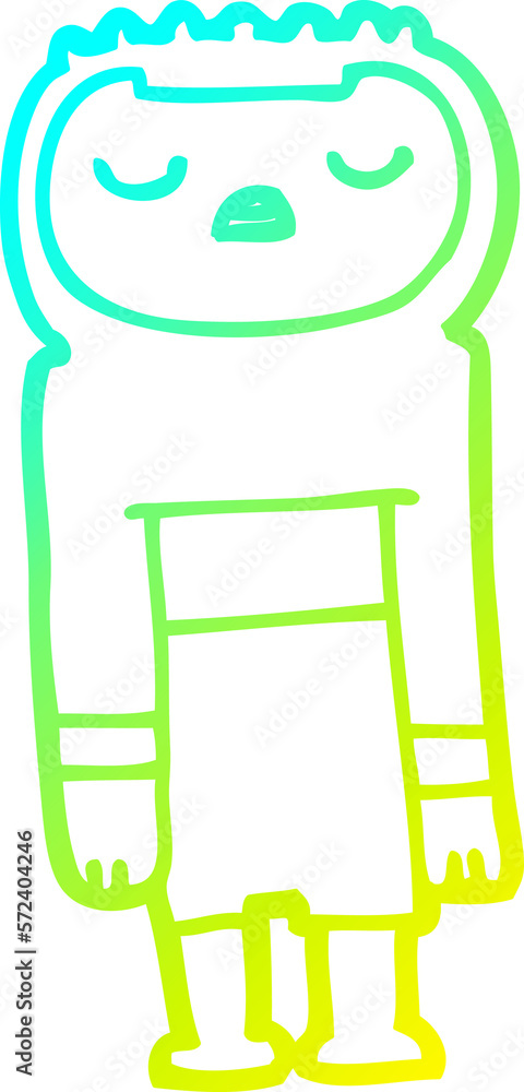 cold gradient line drawing cartoon robot