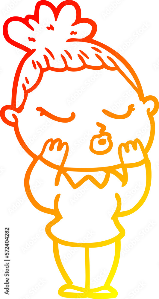 warm gradient line drawing cartoon calm woman warm gradient line drawing cartoon calm woman
