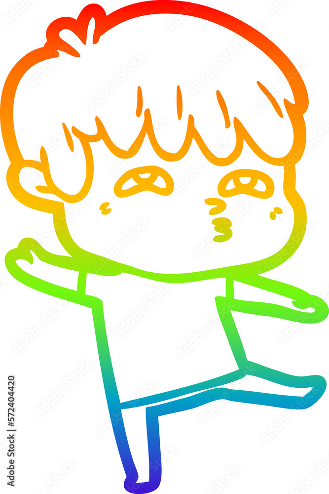rainbow gradient line drawing cartoon curious man rainbow gradient line drawing cartoon curious man