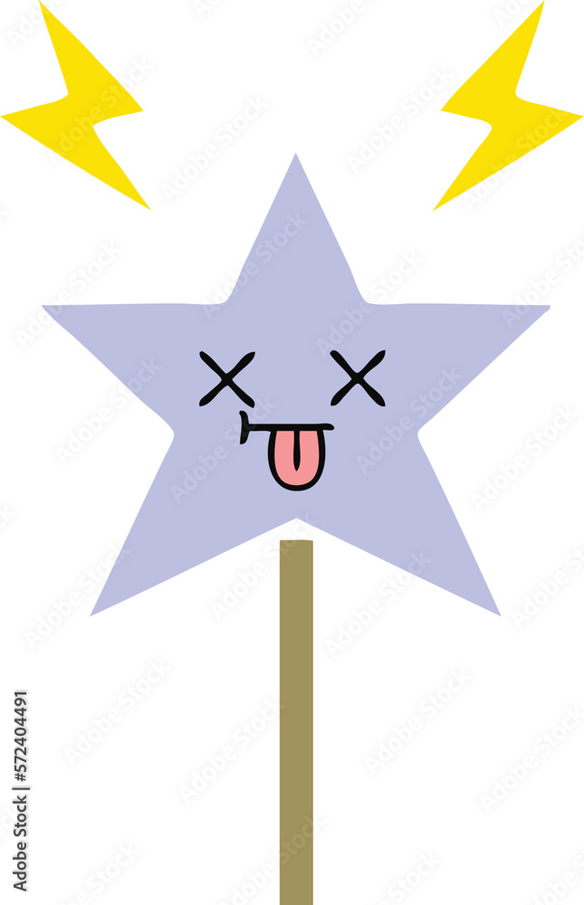 flat color retro cartoon magic wand flat color retro cartoon magic wand