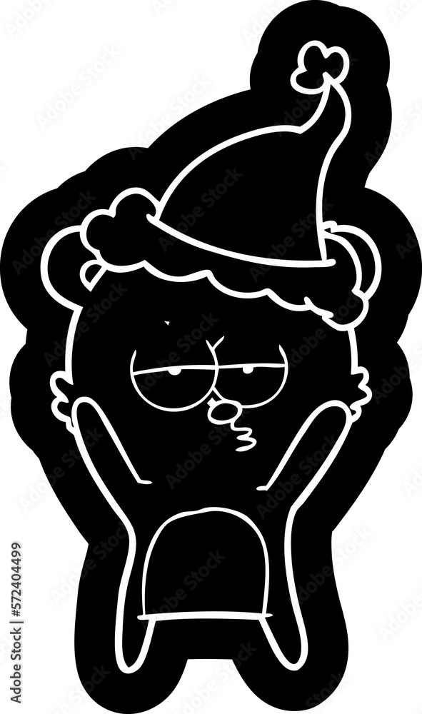 bored bear cartoon icon of a wearing santa hat bored bear cartoon icon of a wearing santa hat