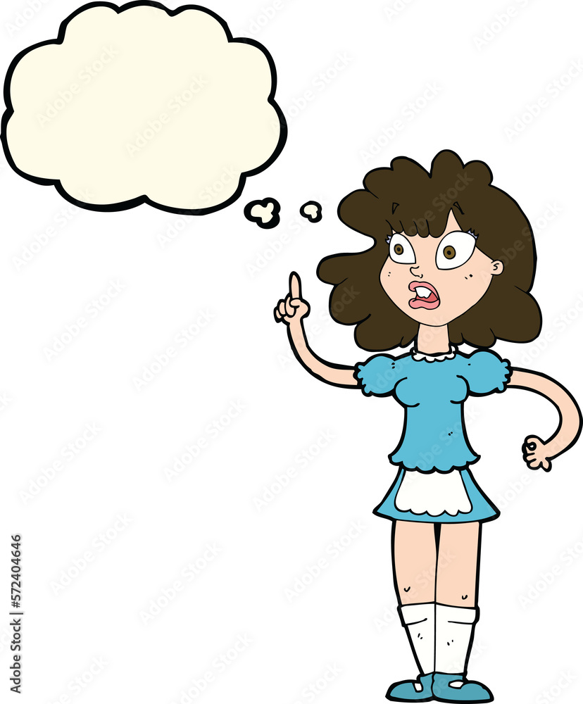 cartoon worried maid with thought bubble cartoon worried maid with thought bubble