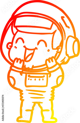 warm gradient line drawing happy cartoon astronaut