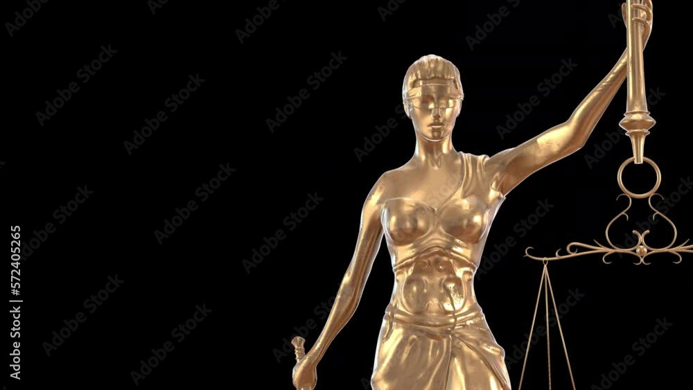 A copper statue of Themis, the camera pulls back to the long shot, Themis is in the frame on the right. The footage is suitable for creating a backdrop for an event. 3D render with alpha channel. A copper statue of Themis, the camera pulls back to the long shot, Themis is in the frame on the right. The footage is suitable for creating a backdrop for an event. 3D render with alpha channel.