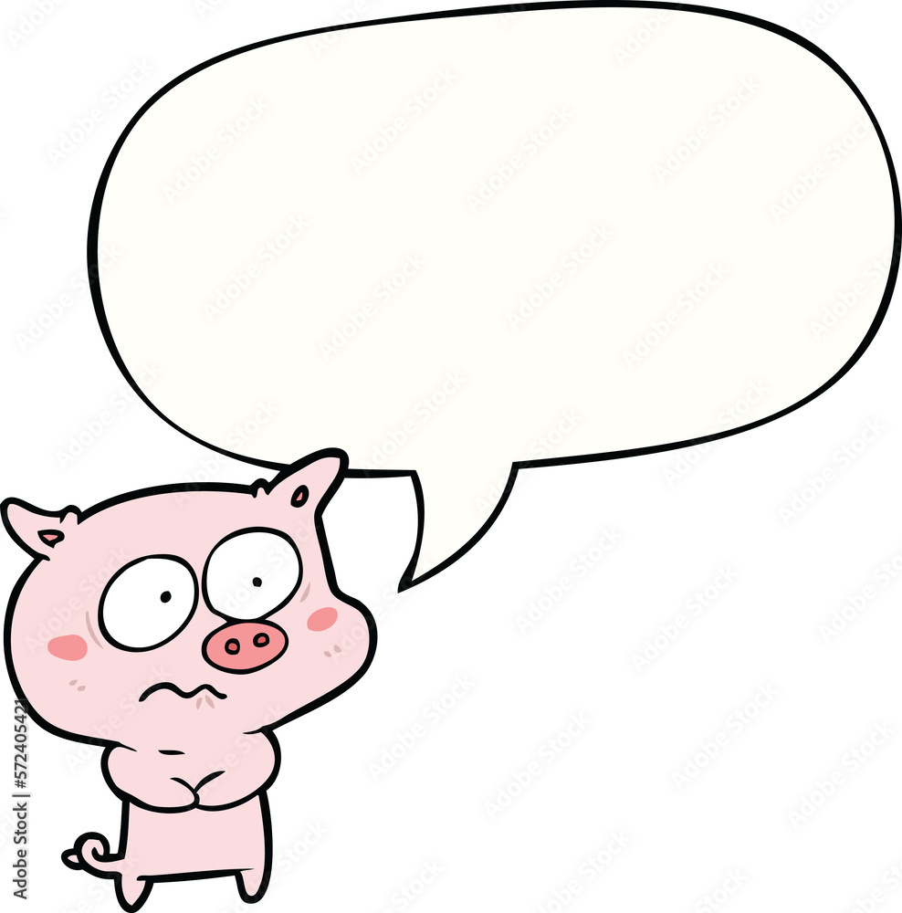 cartoon nervous pig and speech bubble cartoon nervous pig and speech bubble