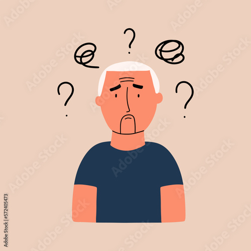 The concept of dementia, Alzheimer's disease. Vector illustration in a flat style.