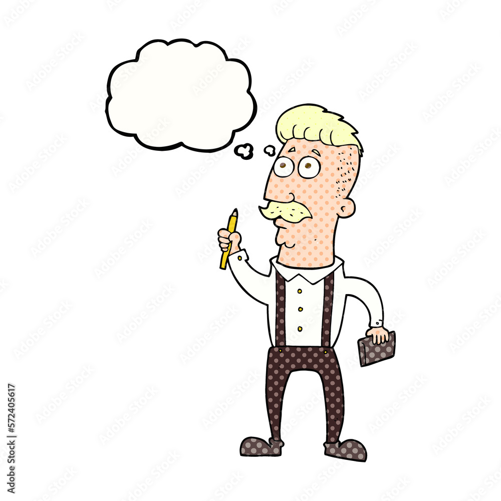 thought bubble cartoon man with notebook thought bubble cartoon man with notebook