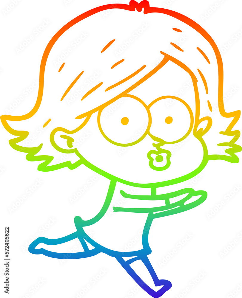 rainbow gradient line drawing cartoon girl pouting rainbow gradient line drawing cartoon girl pouting