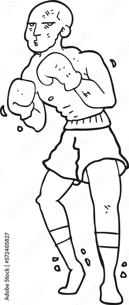 black and white cartoon boxer